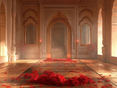 Mughal Palace Interior with Early Morning Sunlight