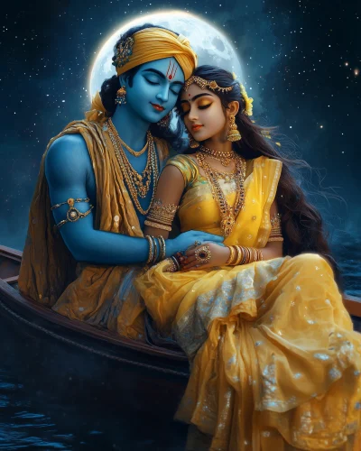 Lord Krishna and Goddess Radha Illustration