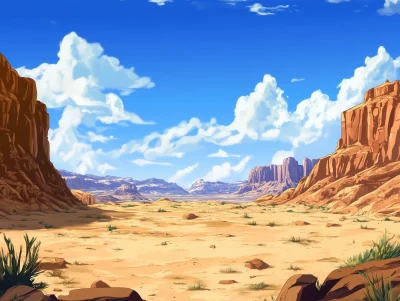 Anime Style Desert Landscape