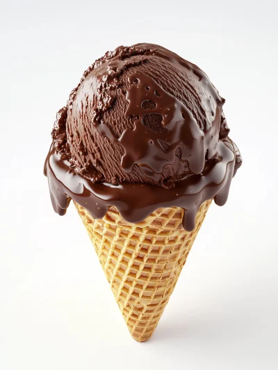 Chocolate Ice Cream Scoop in Waffle Cone