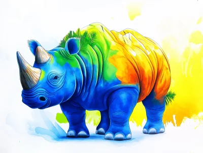 Watercolor Rhinoceros