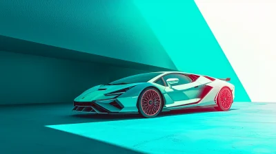 Lamborghini Sián in Fluorescent Background