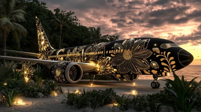 Enchanting Floral Art Inspired Airplane Design