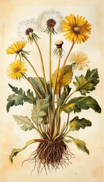 Botanical Dandelion Illustration