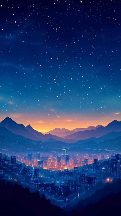 City Night Scene Gradient Background