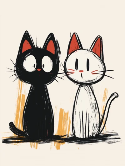 Sloppy Style Cats Illustration