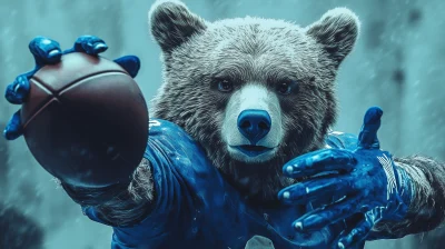 Futuristic Football-playing Grizzly Bear