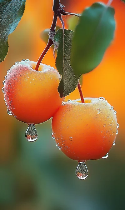 Water Droplets on Apples