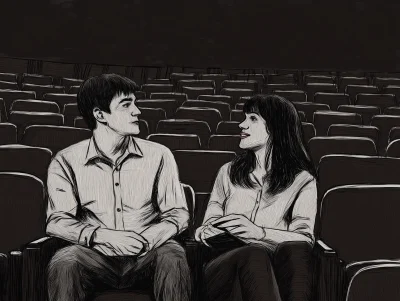 Couple Conversation in Small Theater Sketch