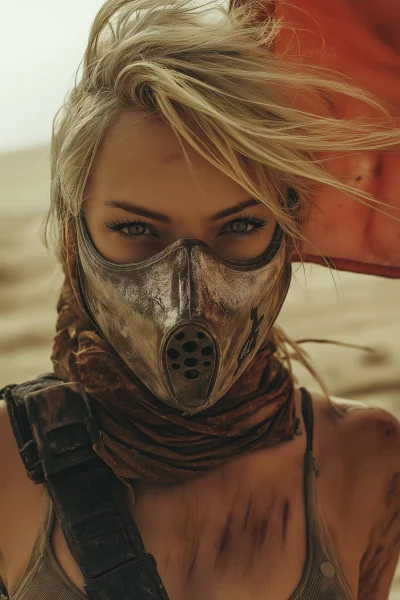 Wild Woman Portrait in Mad Max Style