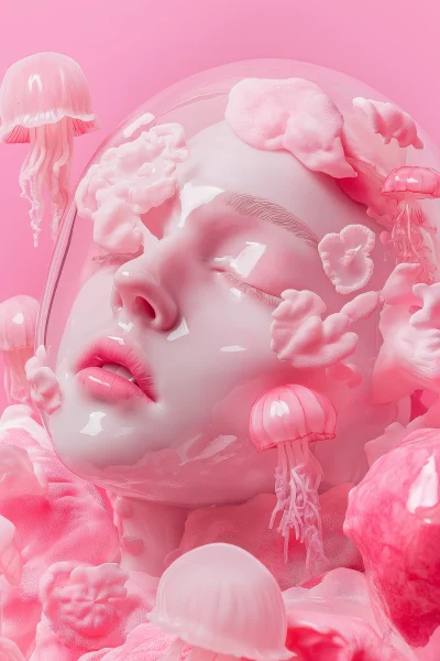 Surrealistic Pink Fashion Sculpture