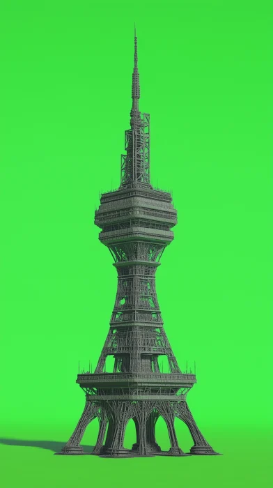 Futuristic Tower on Green Screen