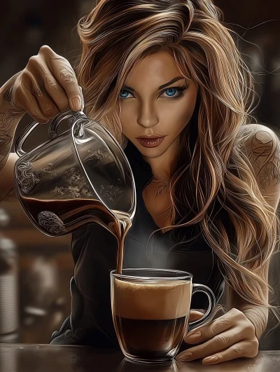 Fantasy Barista Girl Illustration