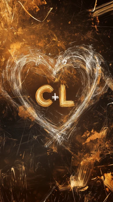 Abstract Gold Brown White Background with C+L Letters in Heart