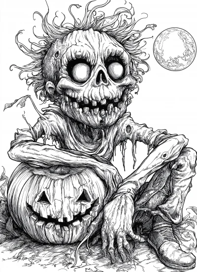 Creepy Halloween Coloring Page