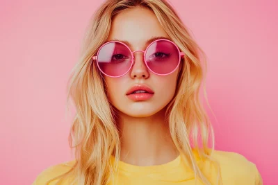 Blonde Girl in Pink Sunglasses