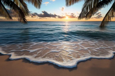 Tropical Beach Sunset Wallpaper