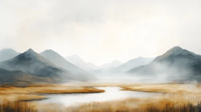 Minimalist Monochromatic Landscape Painting