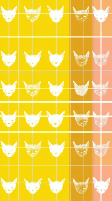 Pastel Hearts and Cat Heads Background