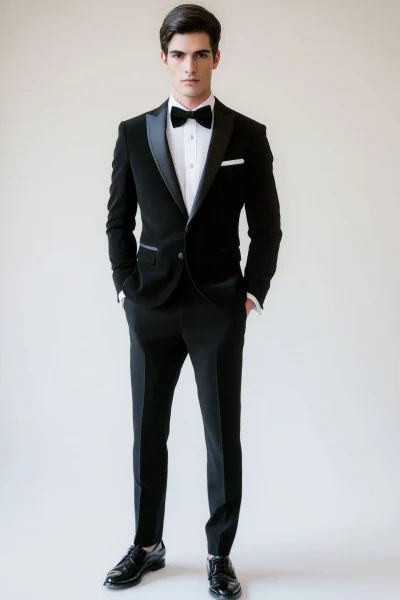 Classic Male Model in Black Suit