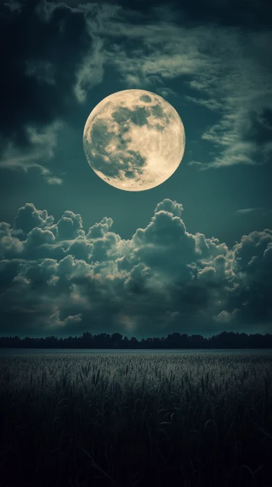 Luminous Moon in Cloudy Sky