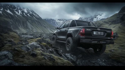 Rugged and Powerful Toyota Hilux on Rocky Mountain Terrain