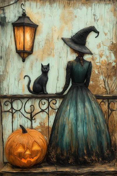 Victorian Gothic Halloween Scene Painting