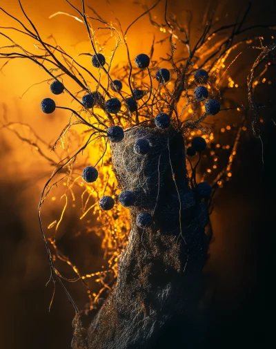 Illuminated Tree with Berries