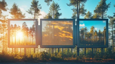 Giant Window Displays and Pinboard in Pine Trees Forest