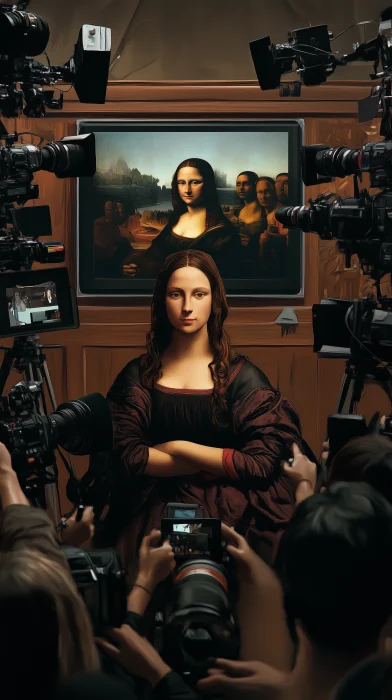 Mona Lisa at Modern Press Conference