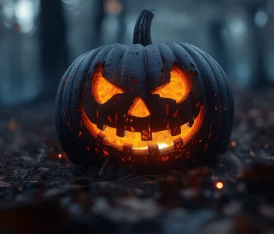 Neon Jack O’lantern in Scary Forest