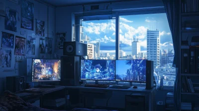 Anime Style Bedroom with Gaming Setup