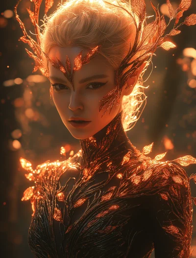 Fiery Red Demon Queen in Fantastical Armor