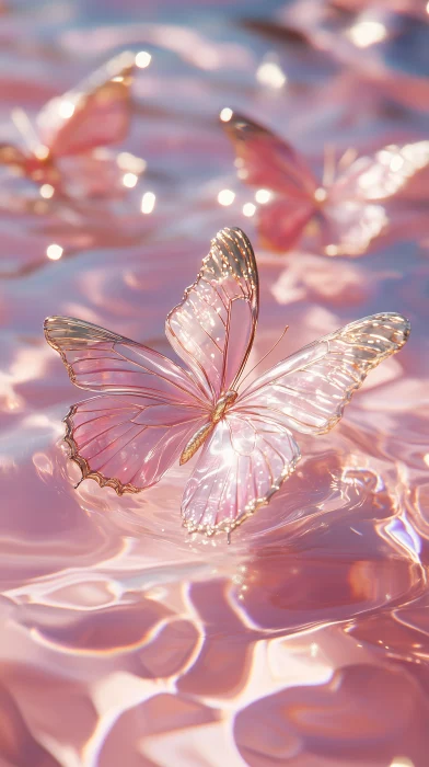 Pink Crystal Butterflies