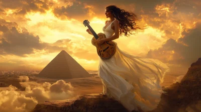 Angelical Guitarist at Giza Pyramid