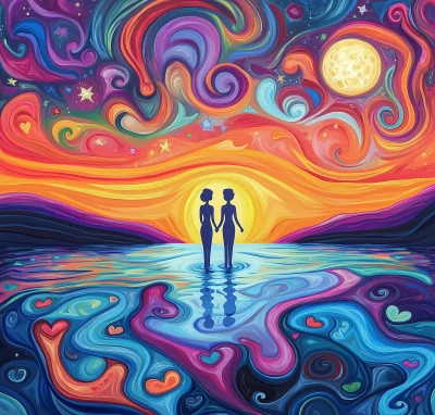 Colorful Lovers Painting