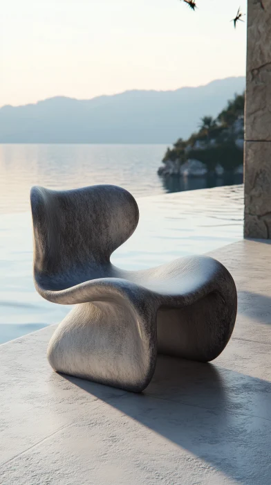 Sculptural Modern Chair by the Water