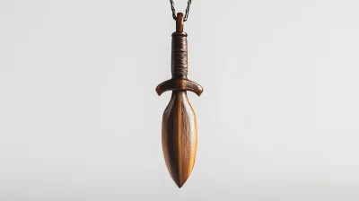 Wooden Pendant Shaped like a Cold Weapon