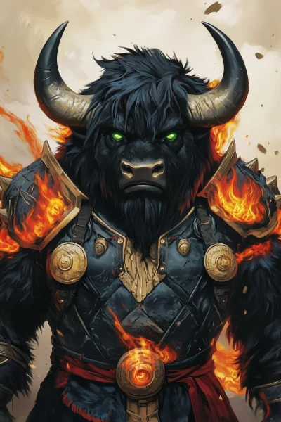 Anthro Bison Minotaur God of Fire and Battle