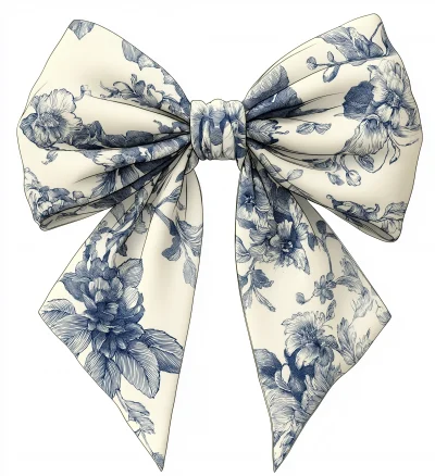 Blue Toile De Jouy Coquette Bow