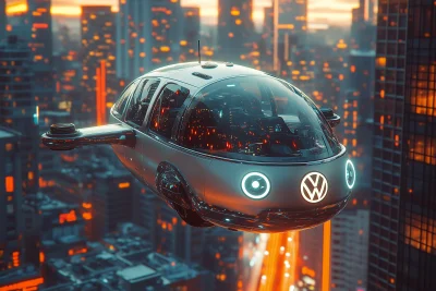 Metallic Silver Volkswagen ID.Buzz Flying Car Drone