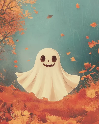 Vintage Halloween Ghost Illustration