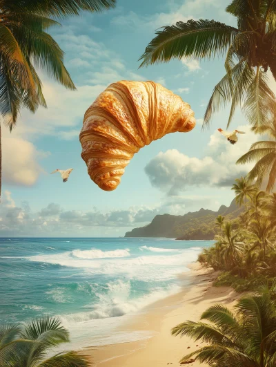 Croissant Balloon over Hawaiian Beach