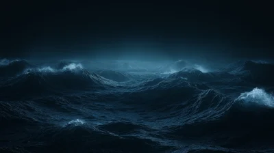 Dark Stormy Sea at Night