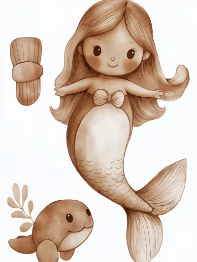 Adorable Little Mermaid Clipart