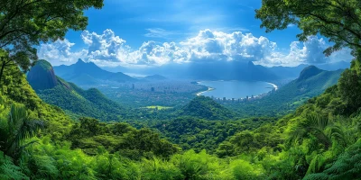 Rio de Janeiro Panoramic View from Tijuca Mountain