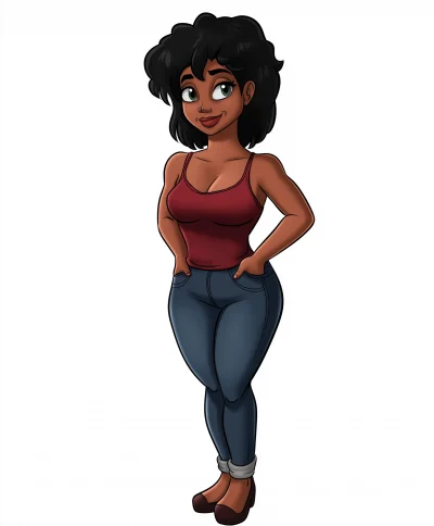 40 Year Old Black Female Cartoon Character