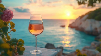 Glass of Wine by the Ocean