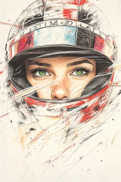 Female Racing Car Driver Sketch