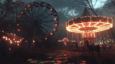 Abandoned Haunted Carnival at Midnight